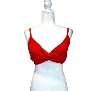 GOOD AMERICAN Red Twist Front Swim Top Size 5(2XL)